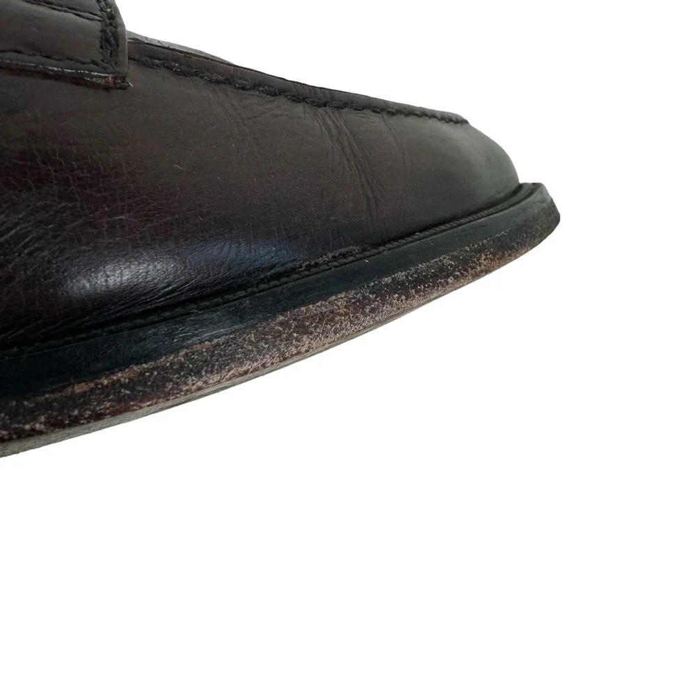 Johnston & Murphy Brown Leather Lace Up Almond Toe Dress Shoes Made In Italy 10M
